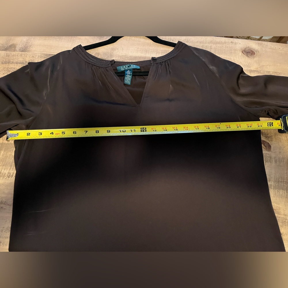 Ralph Lauren women’s chocolate brown silky blouse size extra large - Picture 7 of 7